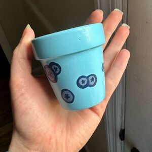 Hand-Painted 2” Blueberry Terracotta Plant Pot, Cottagecore, Plant Decor Gift